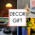 Curated selection of decorative lighting gifts, including artistic table lamps, LED accents, and ambient lighting solutions.