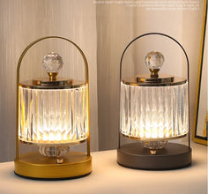 AuraBeam LED table lamps in black and gold colors with touch control and dimmable brightness for stylish home decor.