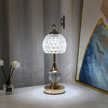 Battery-powered crystal table lamp with USB Type-C charging and up to 40 hours of runtime.