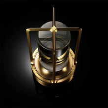 Luxurious gold edition of the Crystal Lantern Lamp with a sleek metallic frame.