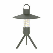 The LumiTrail camping light in an olive green color variation on a white background.