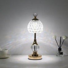 Portable gold crystal lamp with a non-slip base and stylish cordless design for any space.